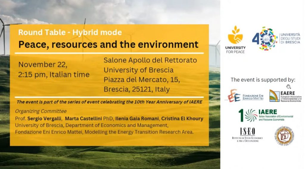 IAERE10 Tour | Round table: Peace, resources and the environment ...